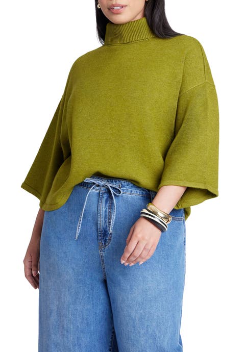 Boxy Three Quarter Sleeve Turtleneck (Plus Available)