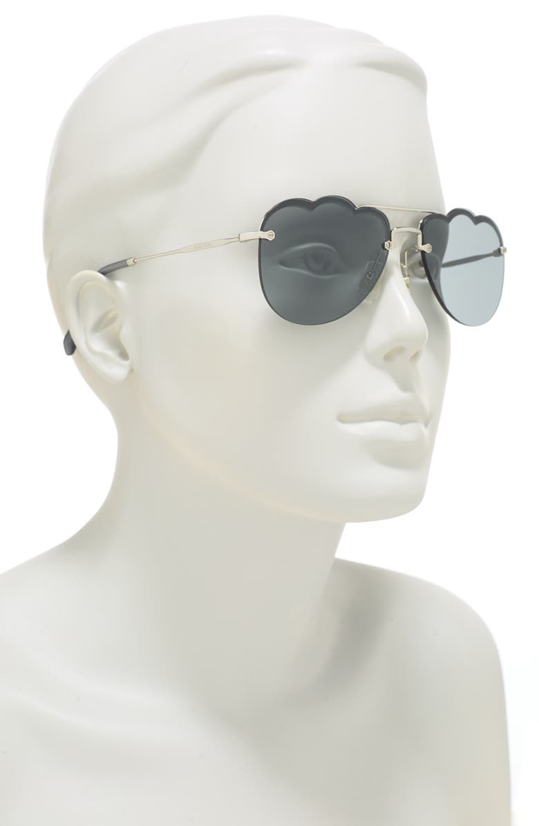 Miu Miu 58mm Irregular Sunglasses, Alternate, color, Dark Gry Flash Silver
