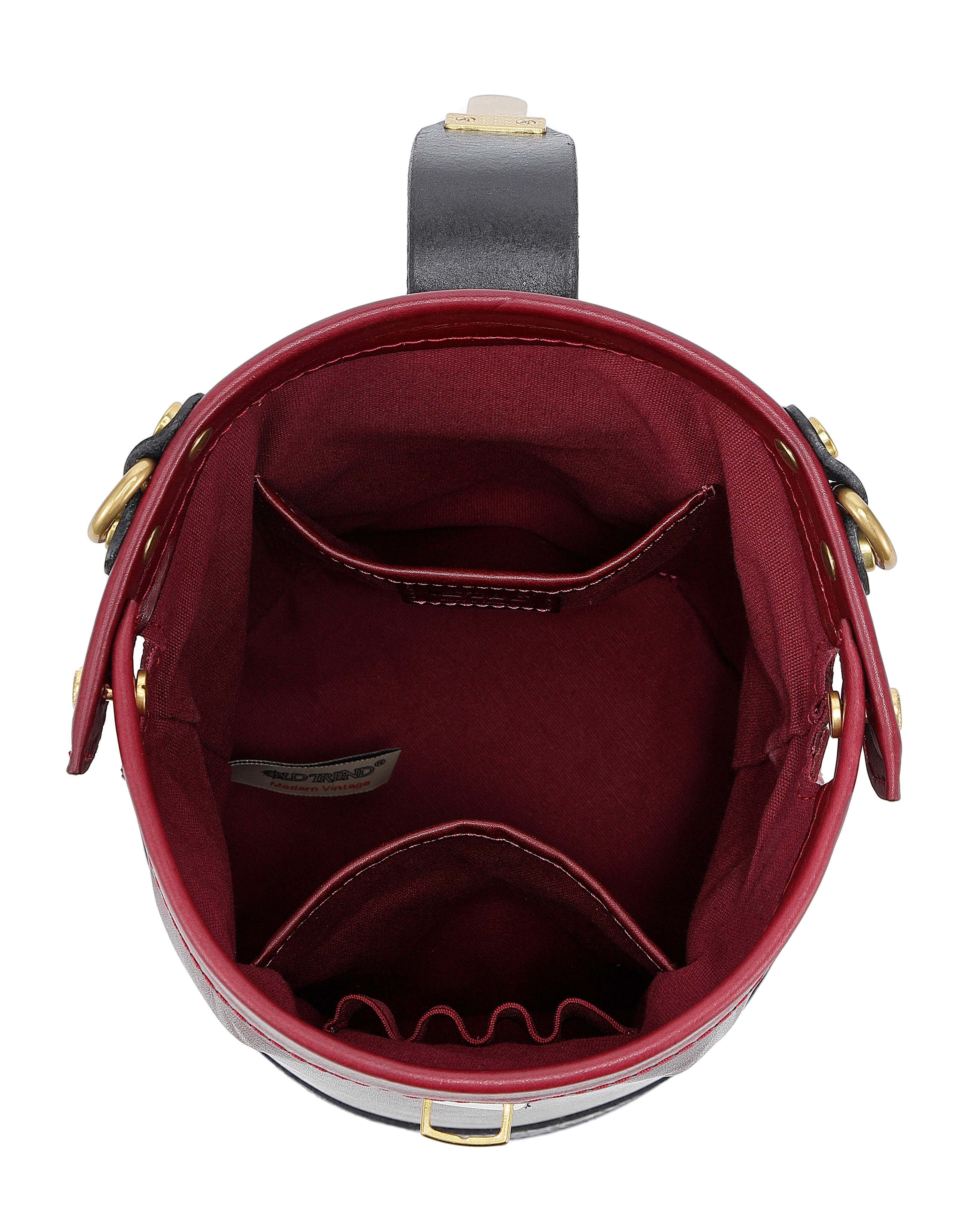 Doctor Genuine Leather Structured Bucket Crossbody, Alternate, color, Red