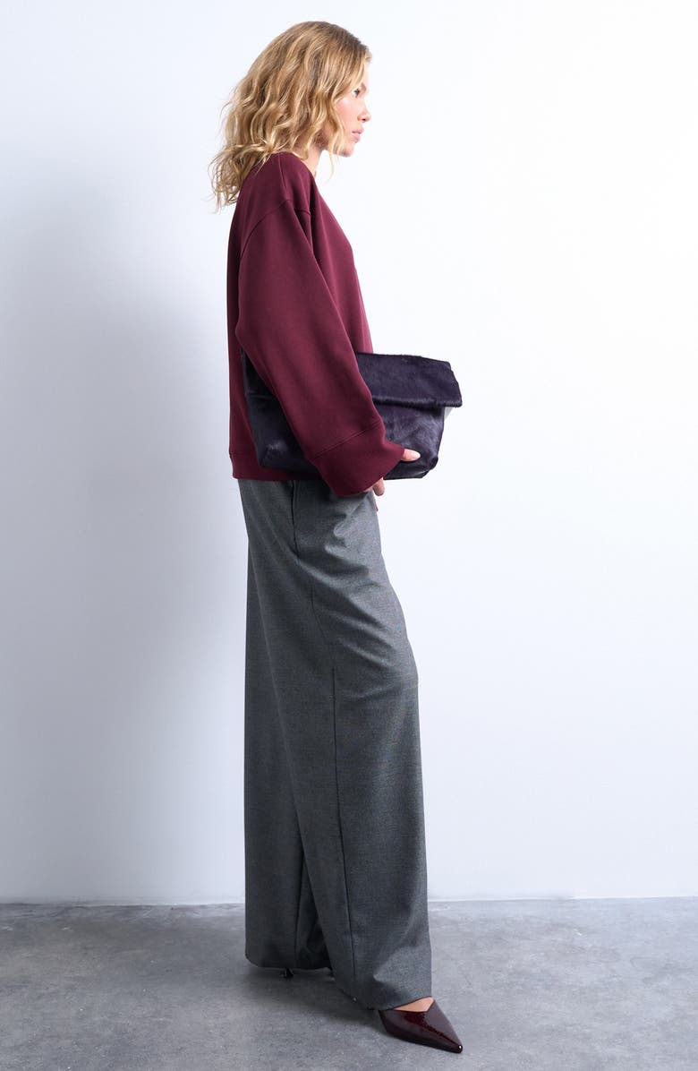 Topshop Oversize Wide Sleeve Cotton Blend Sweatshirt, Alternate, color, Burgundy