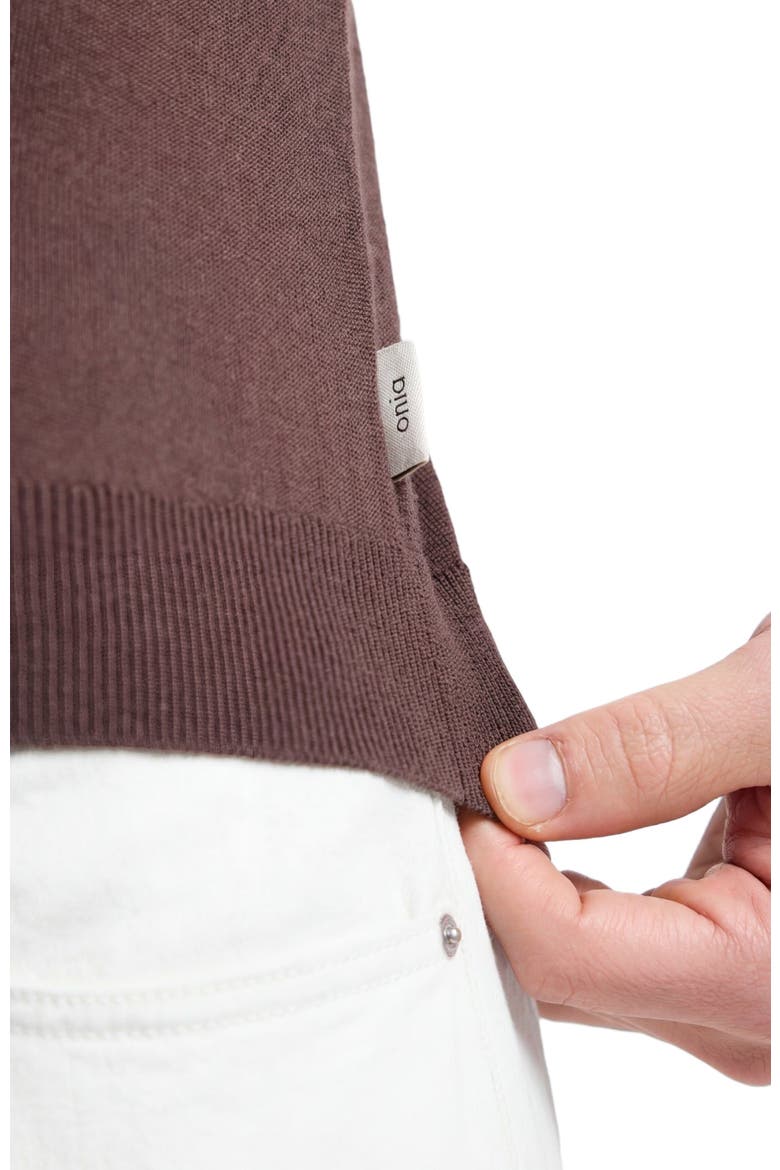 Extra Fine Merino Wool Short Sleeve Johnny Collar Polo, Alternate, color, Espresso