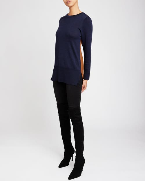 Santorelli Tori Color Block Knit Sweater In Space Blue