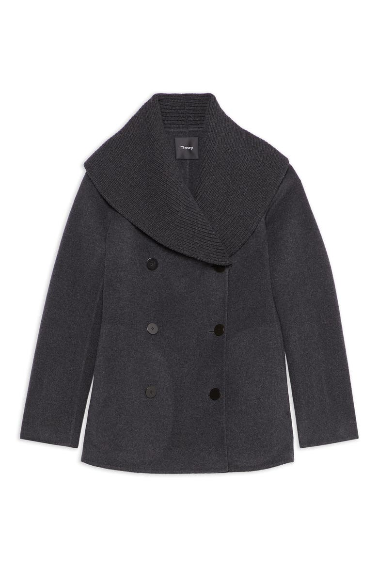 Shawl Collar Peacoat, Alternate, color, CHARCOAL MELANGE - A08