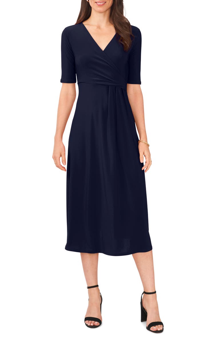 Chaus V-Neck Dress, Main, color, Navy