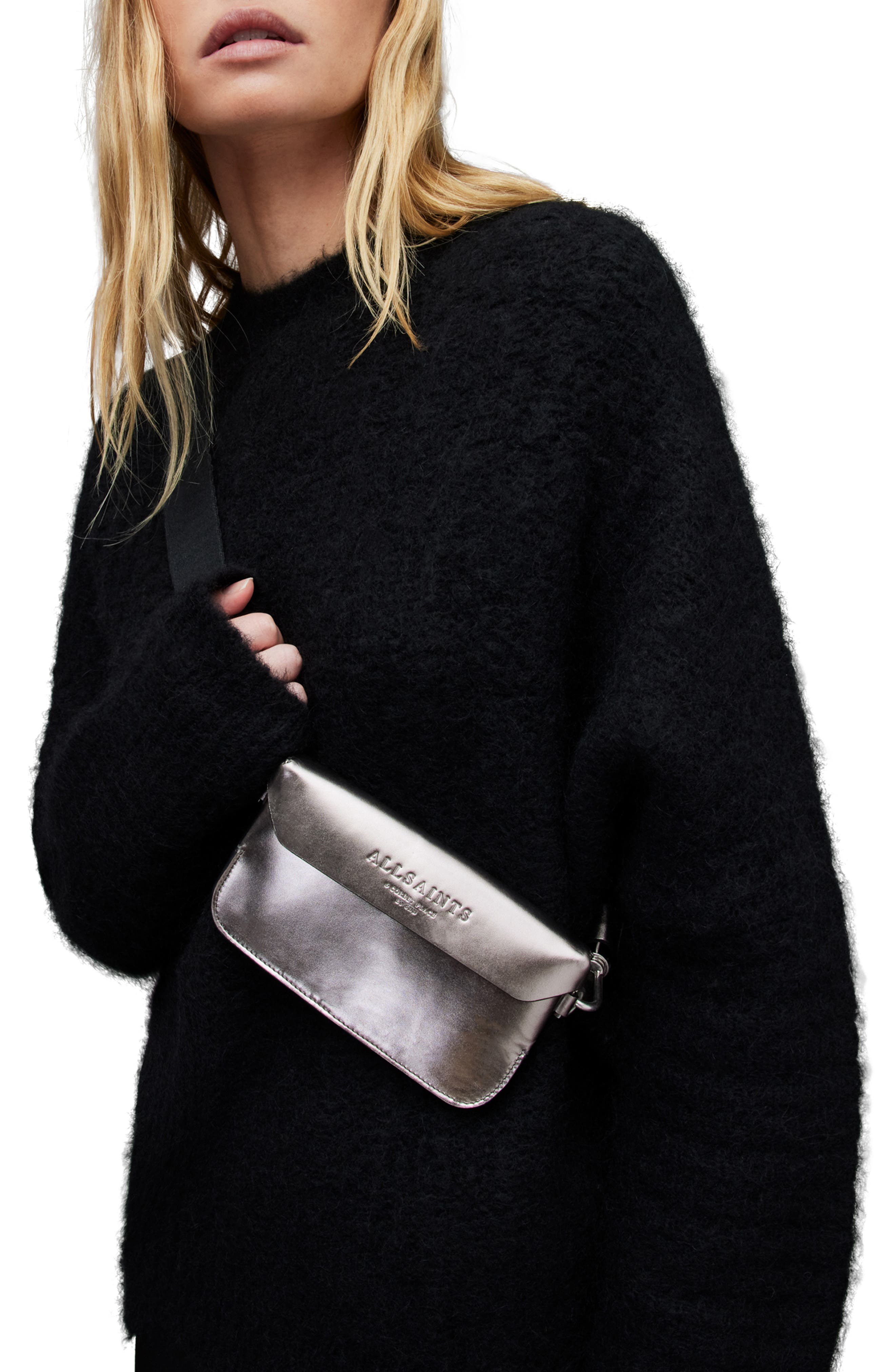 Zoe Leather Crossbody Bag, Alternate, color, PEWTER METALLIC