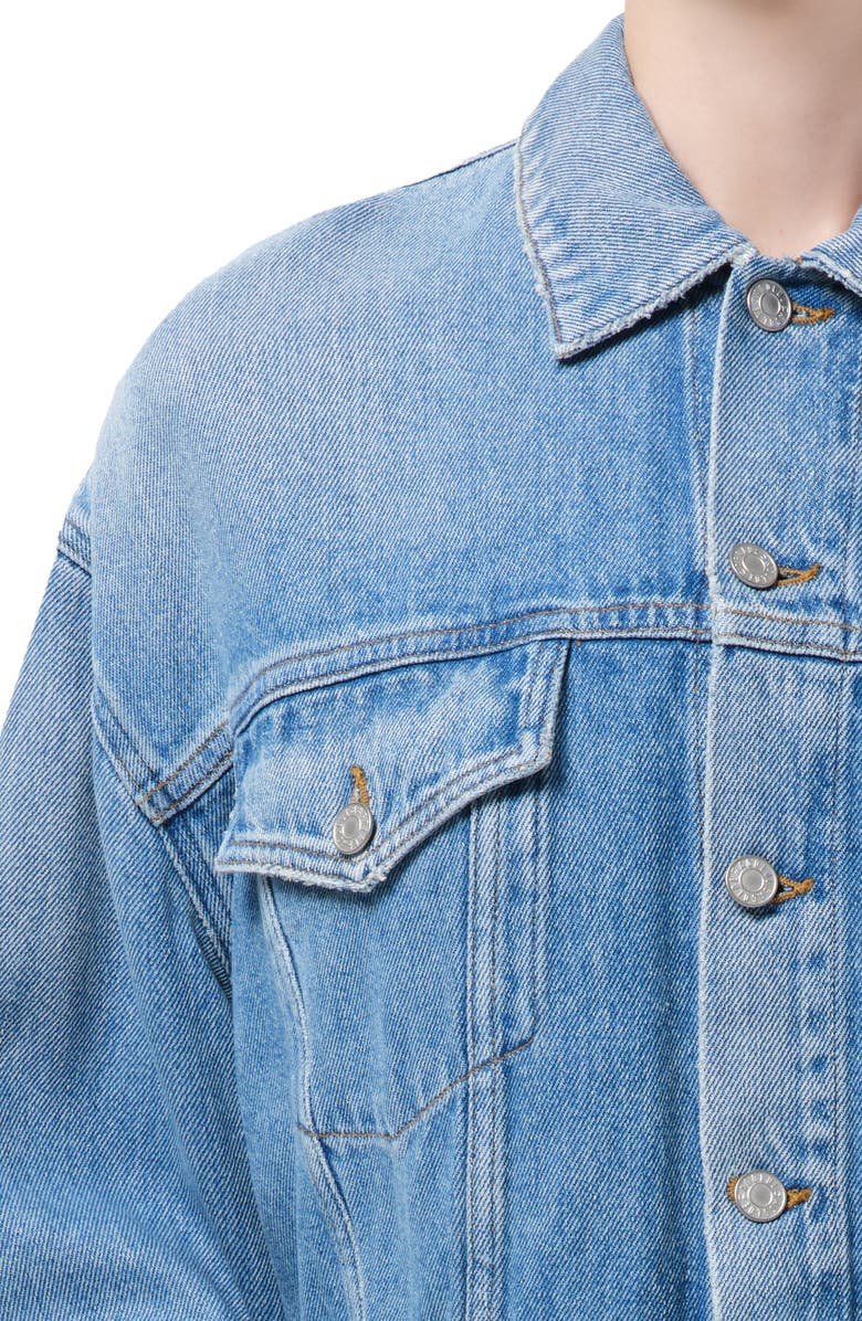 AGOLDE Palmer Denim Trucker Jacket, Alternate, color, Script Med Tinted Indigo