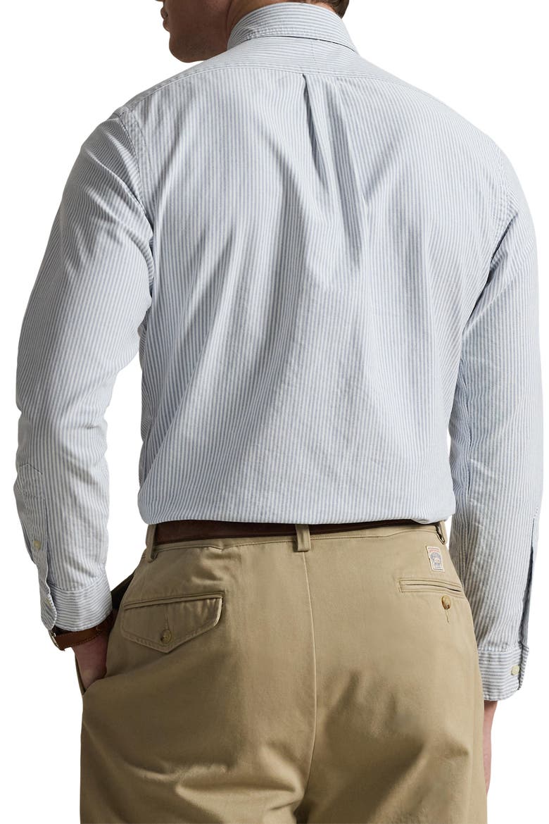 Classic Fit Stripe Cotton Button-Down Oxford Shirt, Alternate, color, NAVY/ WHITE