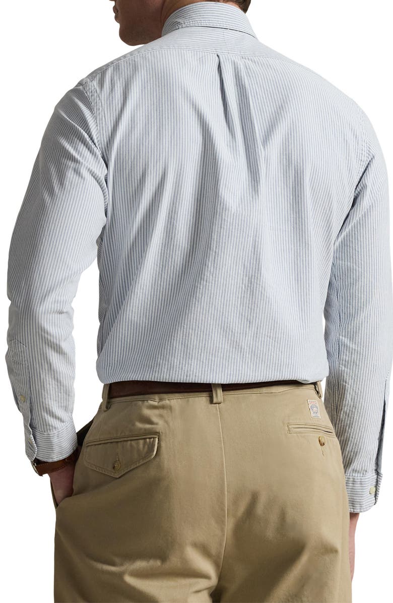 Polo Ralph Lauren Classic Fit Stripe Cotton Button-Down Oxford Shirt, Alternate, color, Navy/ White