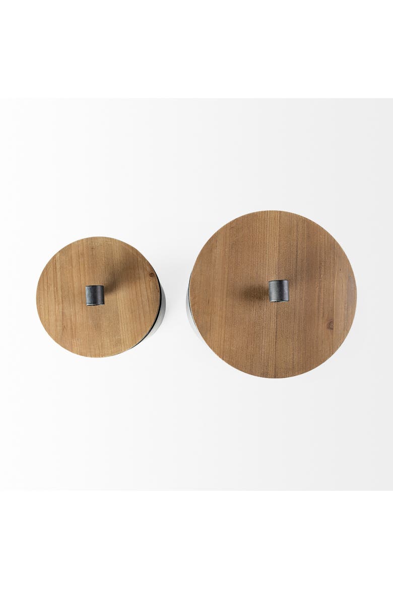 Cyril Set of 2 Metal W/ Wood Lids Jars, Alternate, color, Black