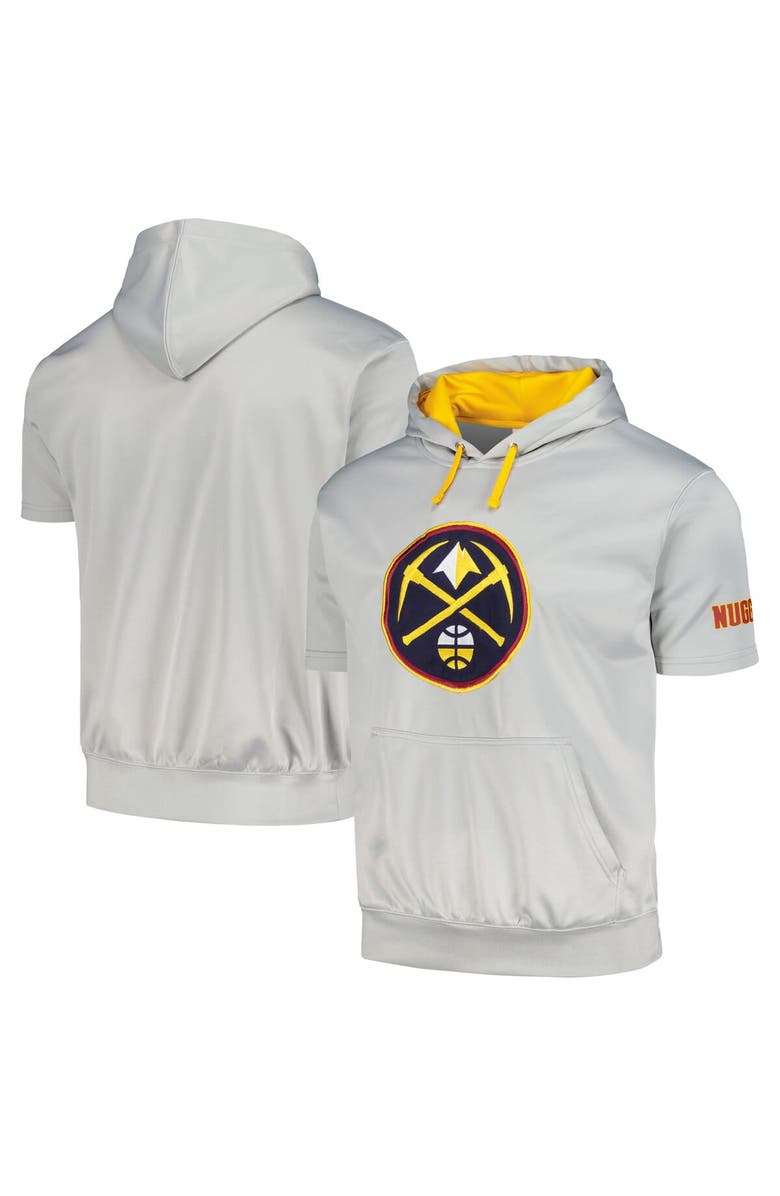 FANATICS Men's Fanatics Branded Silver/Gold Denver Nuggets Short Sleeve Pullover Hoodie, Alternate, color,