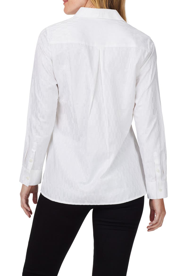 Journey Jacquard Check Cotton Blend Button-Up Shirt, Alternate, color, WHITE
