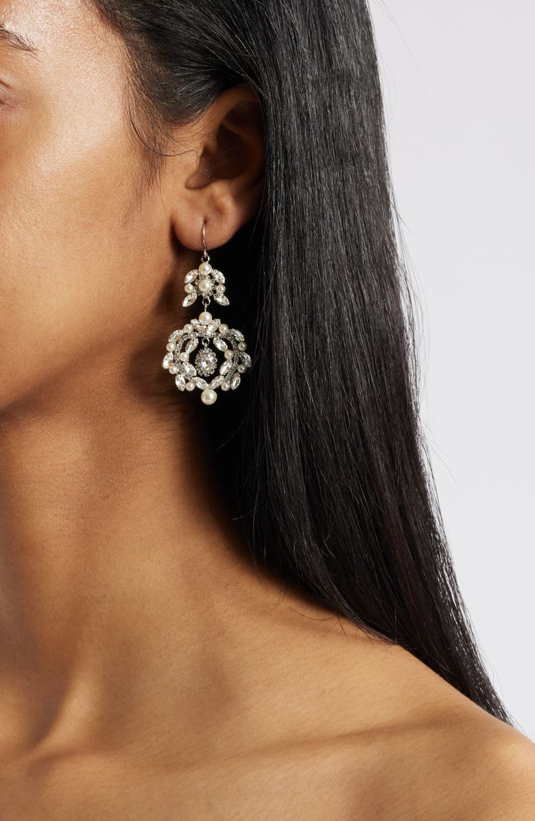 CRISTABELLE Crystal & Faux Pearl Drop Earrings, Alternate, color, Silver/ White