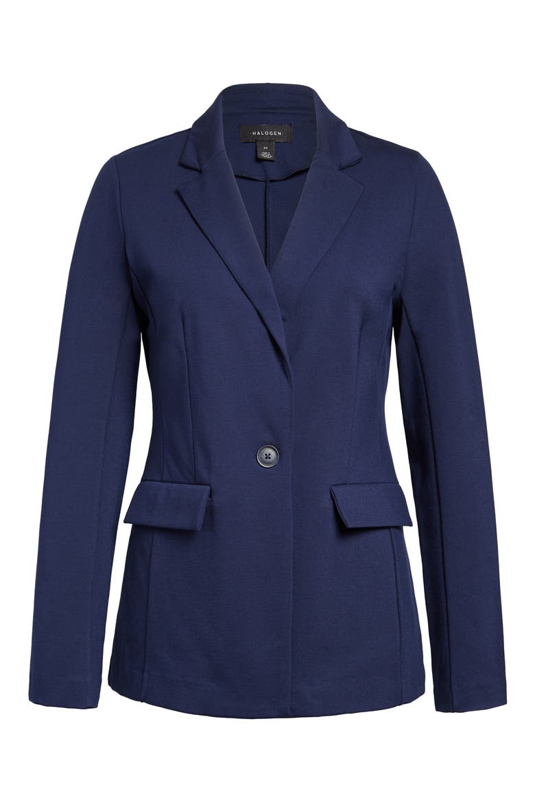 One-Button Ponte Jacket, Main, color, NAVY PEACOAT