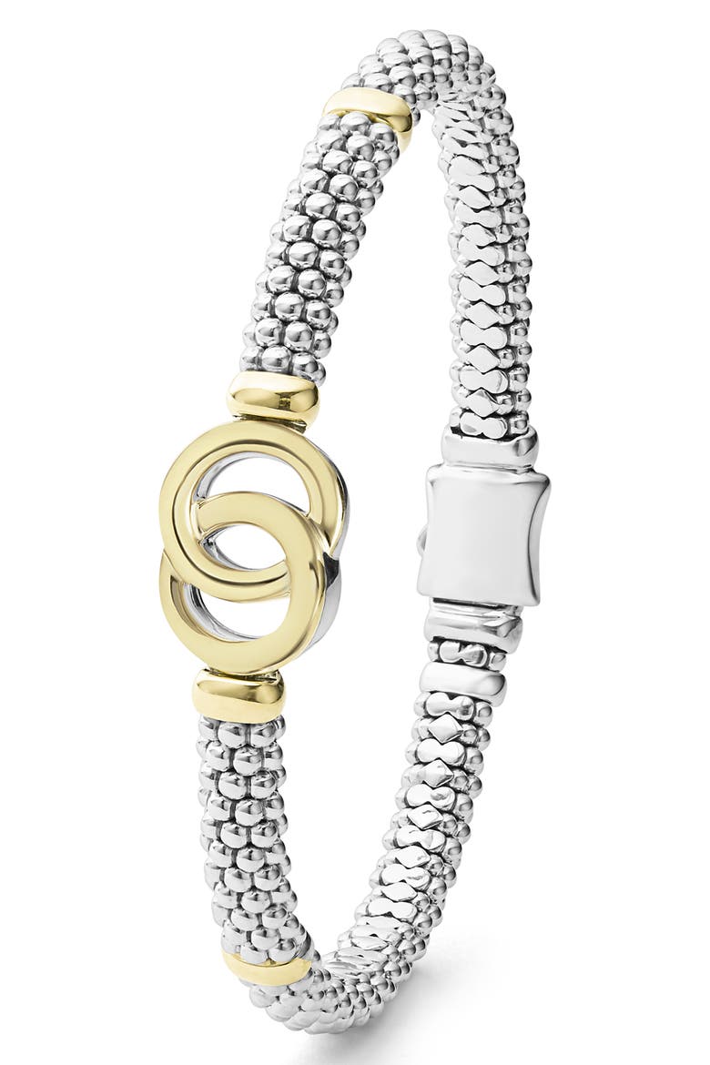 Signature Caviar Interlock Rope Bracelet, Alternate, color, SILVER/ GOLD