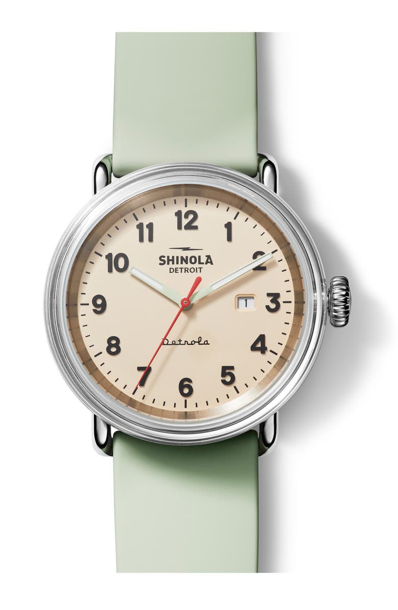 Shinola Detrola The Mint Condition Silicone Strap Watch, 43mm, Main, color, 