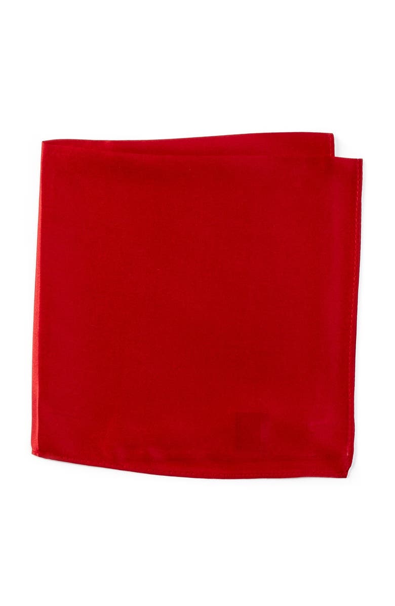 NORDSTROM RACK Solid Silk Blend Pocket Square, Main, color, Red