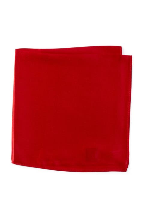Solid Silk Blend Pocket Square