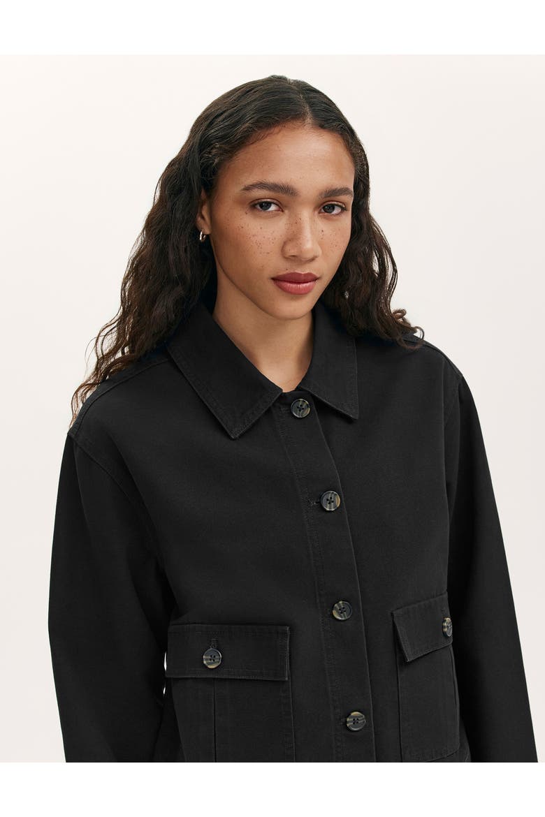 Kelsie Cotton Canvas Button Front Jacket, Alternate, color, Black