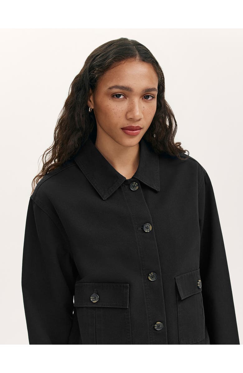 Finery London Kelsie Cotton Canvas Button Front Jacket, Alternate, color, Black