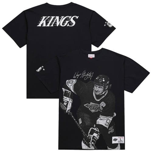 MITCHELL & NESS MITCHELL & NESS WAYNE GRETZKY BLACK LOS ANGELES KINGS NHL ULTIMATE PLAYER VINTAGE LOGO T-SHIRT