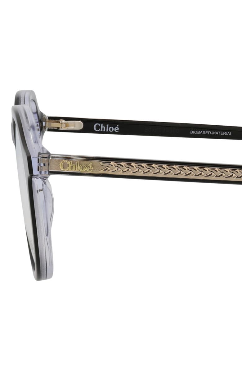 Chloé 47mm Round Optical Glasses, Alternate, color, Black Black Transparent