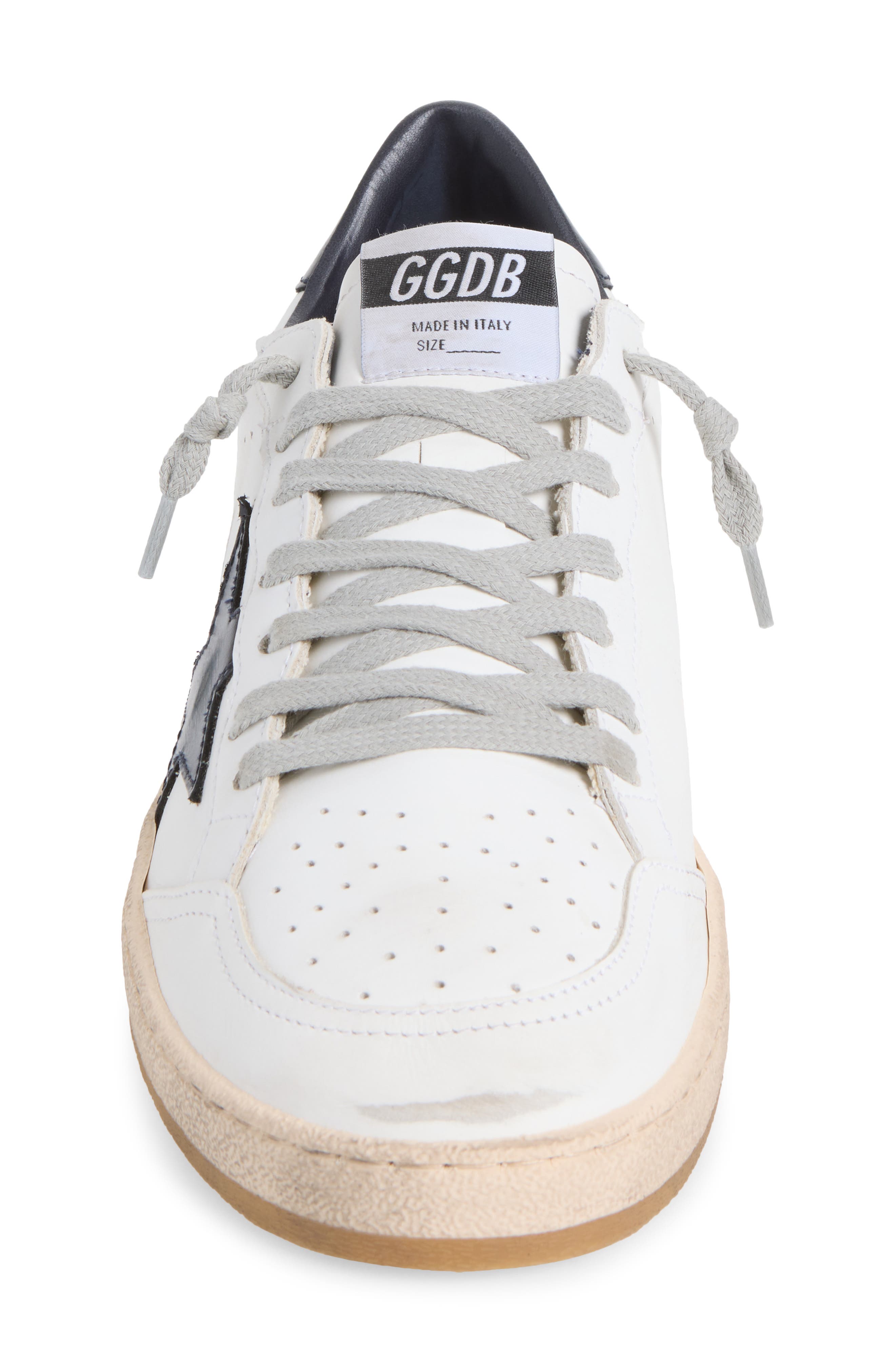 Ball Star Leather Sneaker, Alternate, color, WHITE/ DARK BLUE
