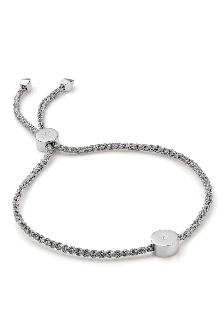 Linear Solo Diamond Friendship Bracelet, Main, color, SILVER/ METALLICA