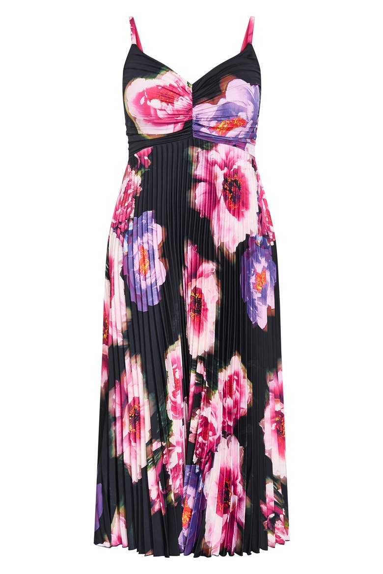 Ariana Floral Print Pleat Maxi Dress, Alternate, color, PINK GARDEN GALA