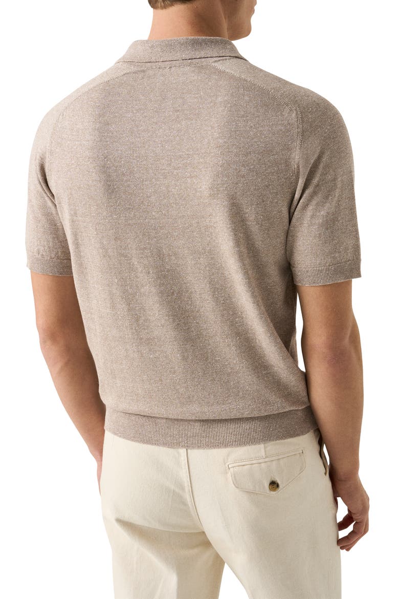 Linen & Cotton Fine Knit Polo, Alternate, color, LIGHT BEIGE