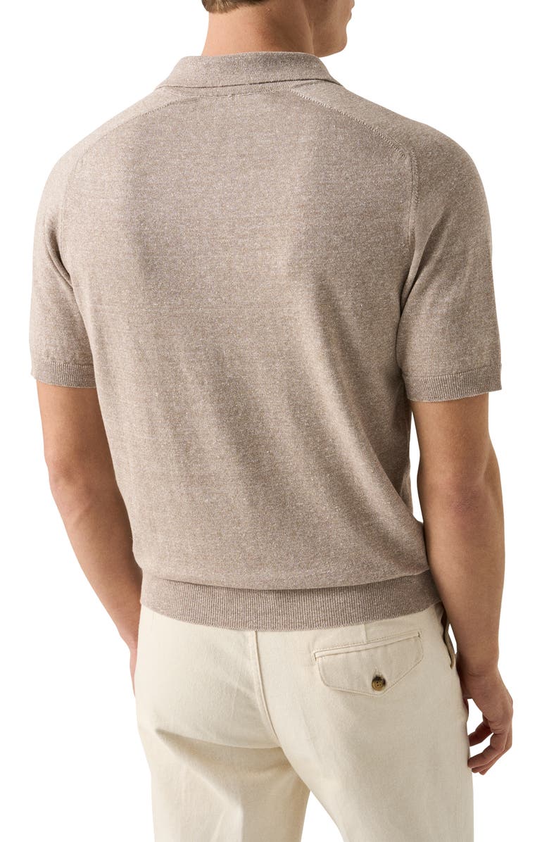 Eton Linen & Cotton Fine Knit Polo, Alternate, color, Light Beige