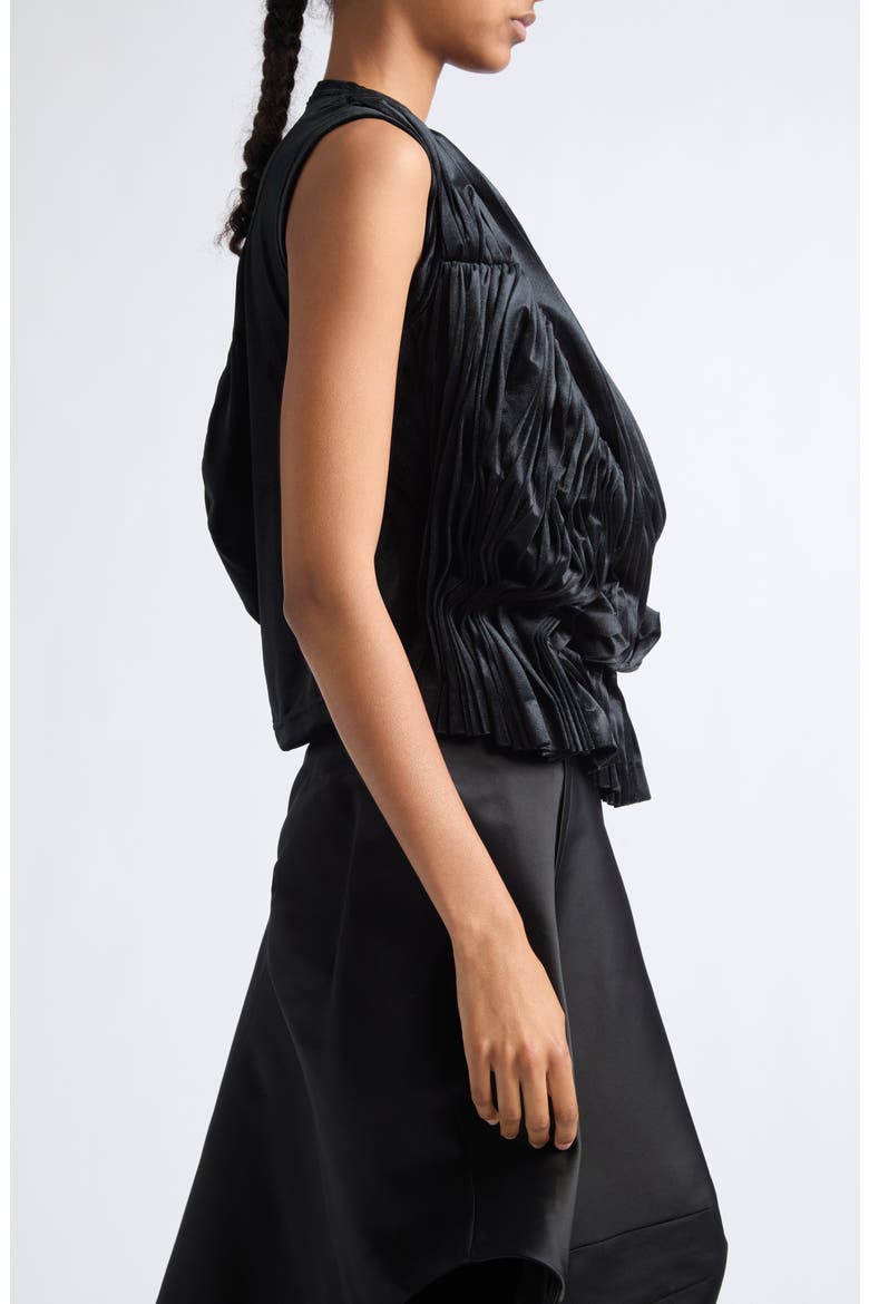 Pleated Stretch Velour Tank, Alternate, color, BLACK