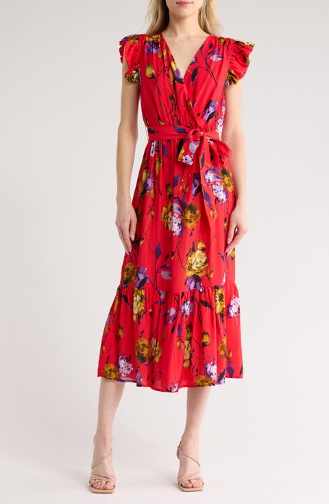 Violet Twig Cap Sleeve Wrap Maxi Dress