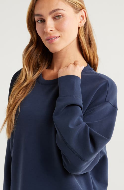 Zella Cozy Scuba Fleece Tunic In Navy Sapphire