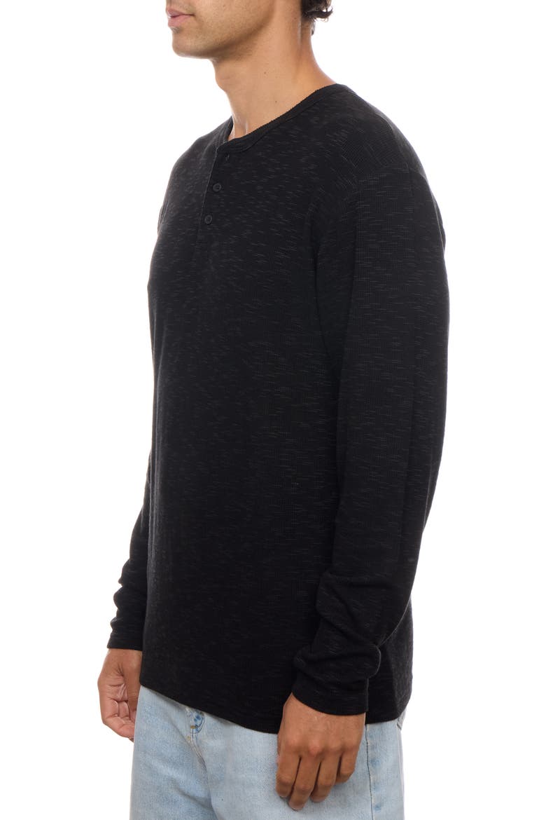 Slub Thermal Henley, Alternate, color, BLACK
