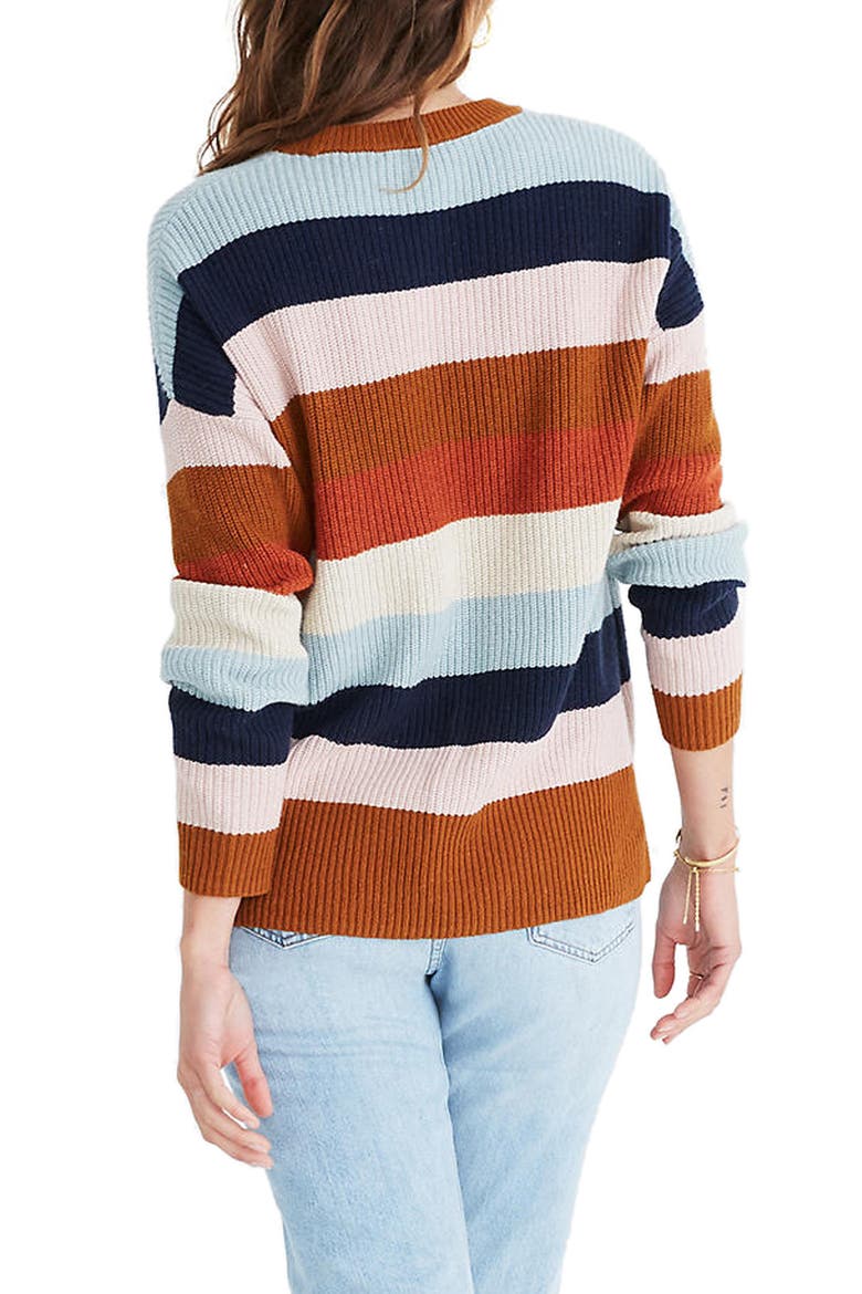 Thompson Rainbow Stripe Pocket Pullover Sweater, Alternate, color, HEATHER FAWN MULTI STRIPE