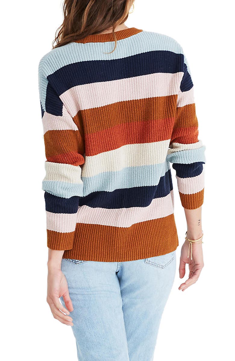 Madewell Thompson Rainbow Stripe Pocket Pullover Sweater, Alternate, color,