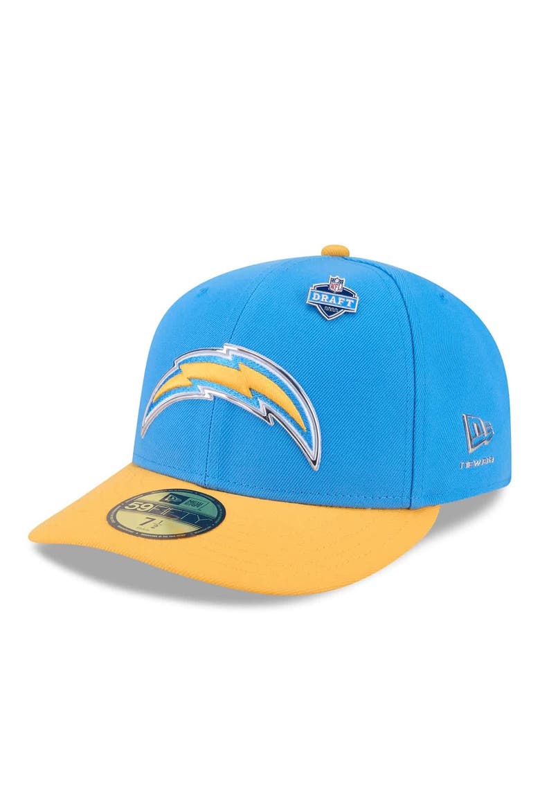 Men's New Era  Powder Blue/Gold Los Angeles Chargers 2026 NFL Draft Pre-Curved 59FIFTY Fitted Hat, Alternate, color, Powder Blue