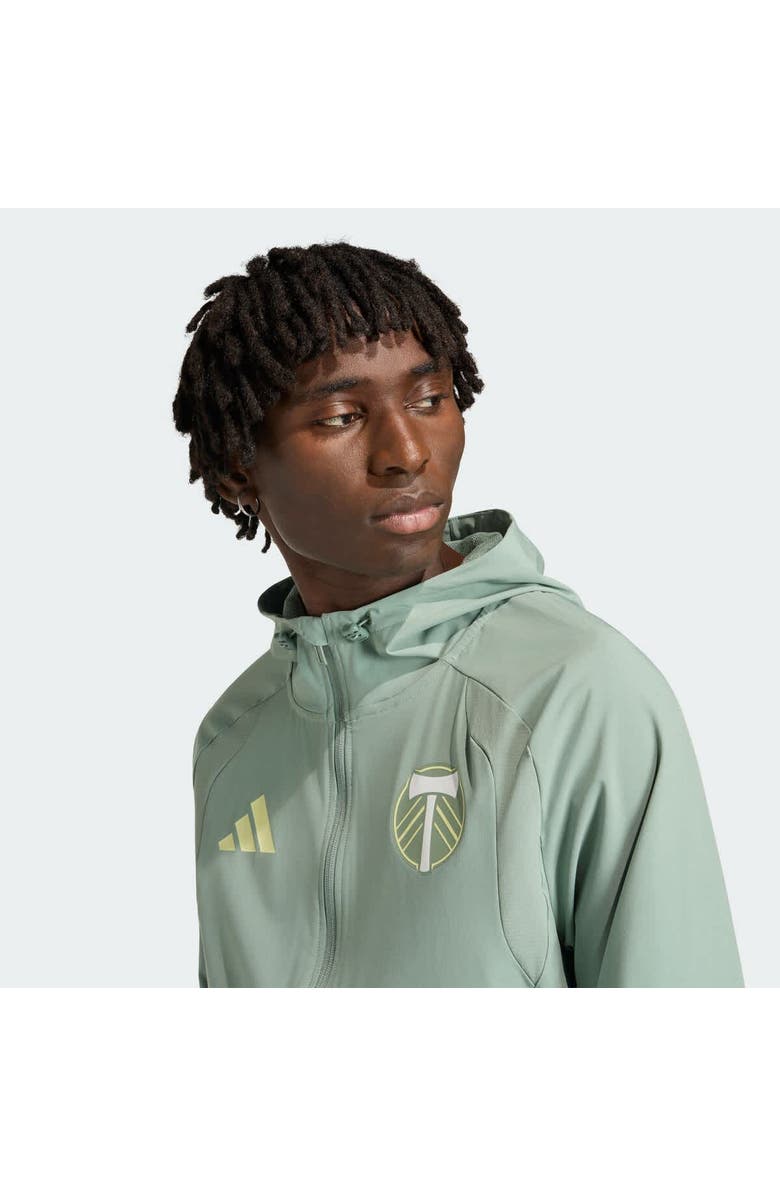 adidas Men's adidas Light Green Portland Timbers Tiro Travel Full-Zip Hooded Windbreaker, Alternate, color, Light Green