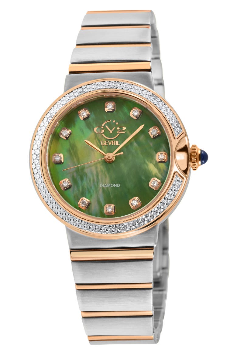 Sorrento Swiss Quartz Diamond Two-Tone Bracelet Watch, 32mm, Main, color, SILVER