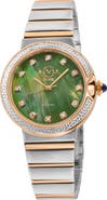 GEVRIL Sorrento Swiss Quartz Diamond Two-Tone Bracelet Watch, 32mm