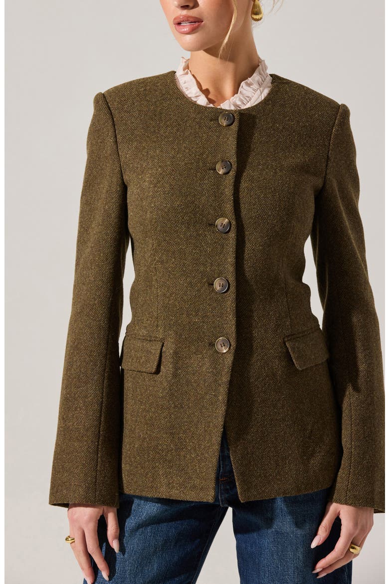 Bellmere Herringbone Tweed Jacket, Alternate, color, OLIVE