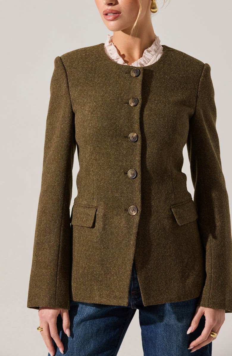 ASTR the Label Bellmere Herringbone Tweed Jacket, Alternate, color, Olive