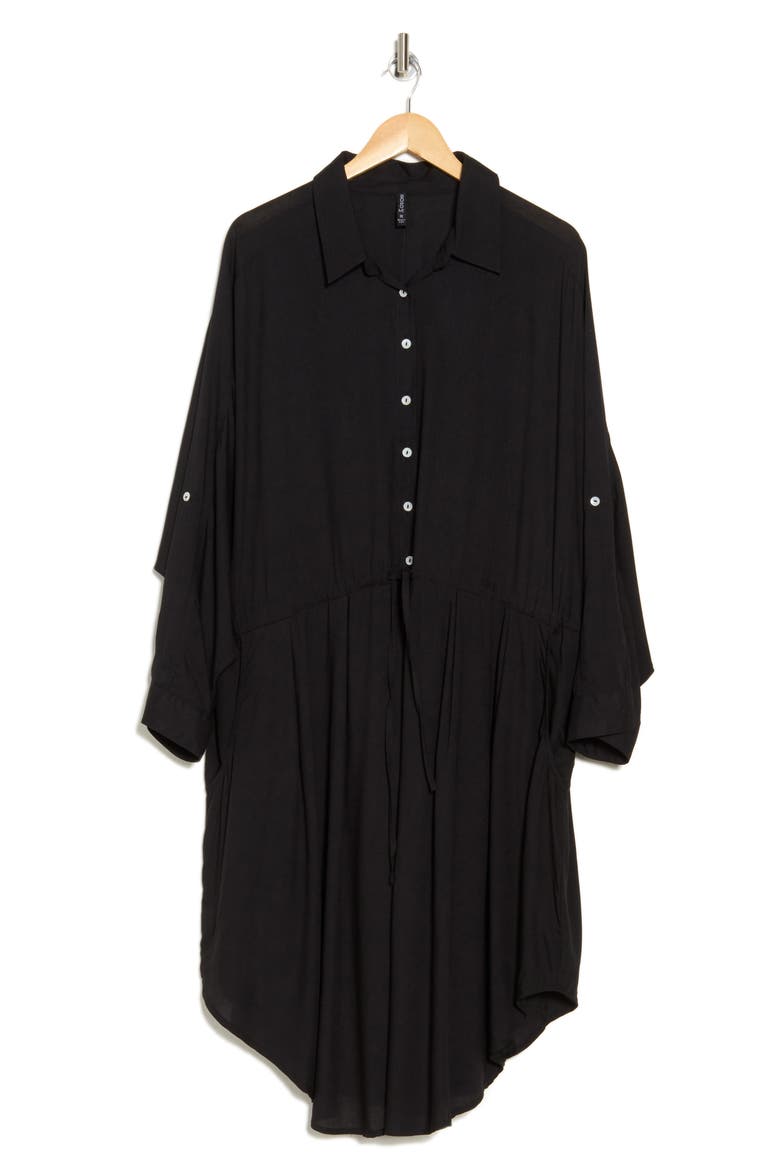 Long Sleeve Shirtdress, Alternate, color, BLACK