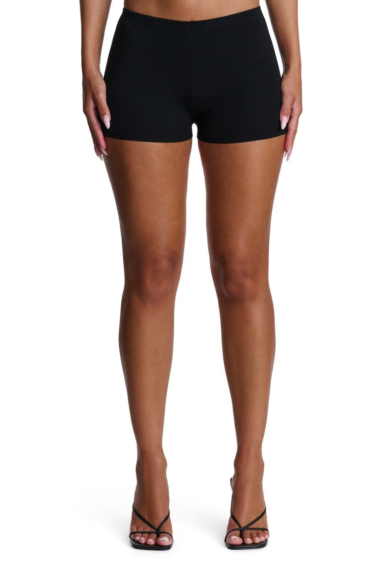 Stretch Knit Hotpants, Main, color, BLACK
