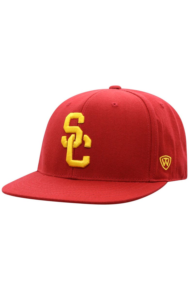 TOP OF THE WORLD Men's Top of the World Cardinal USC Trojans Team Color Fitted Hat, Main, color, Cardinal