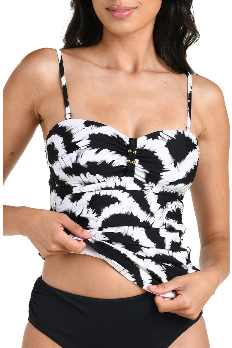 Woven Shadows Bandeau Tankini, Main, color, BLACK