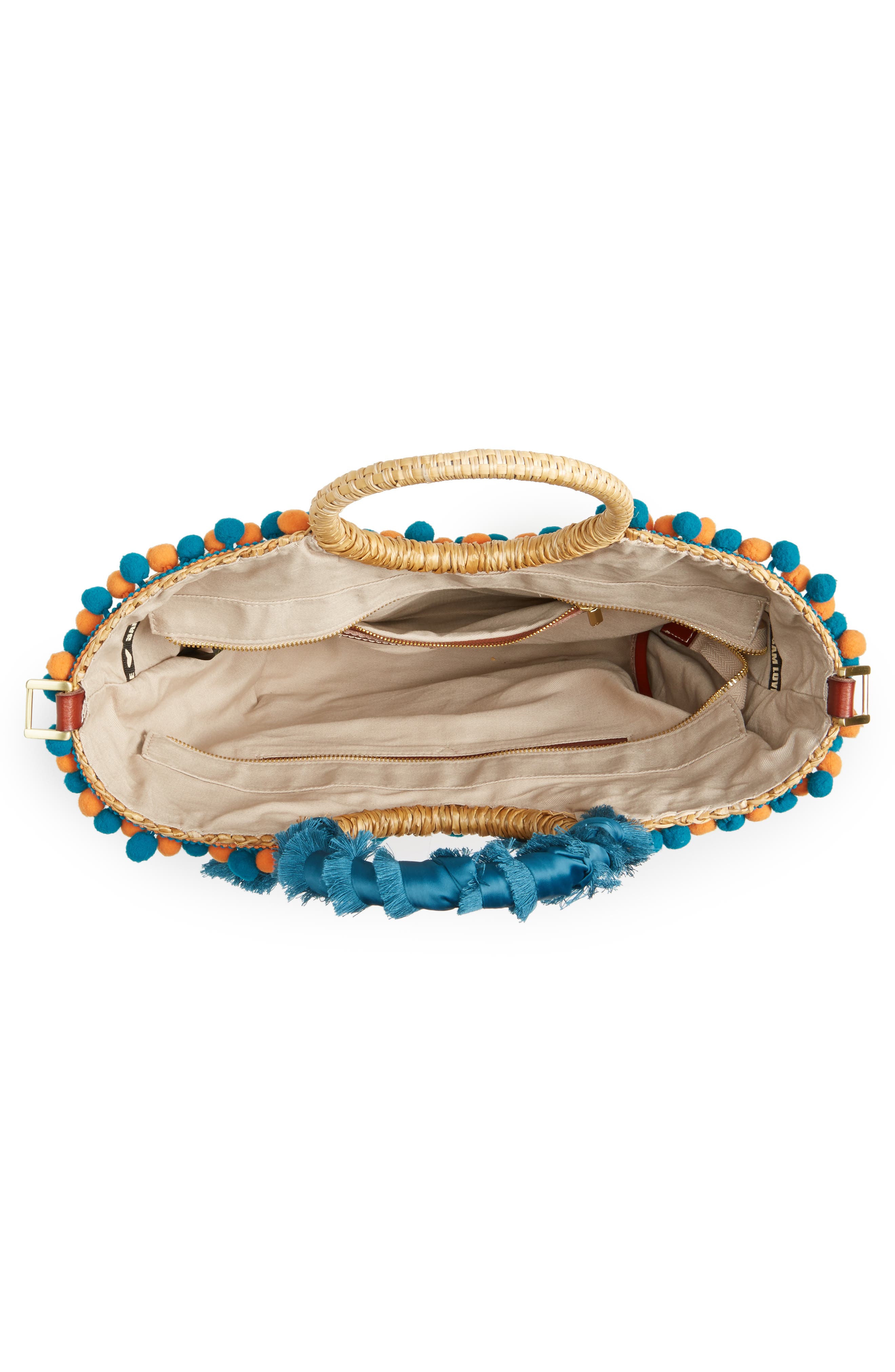 Sam Edelman Inessa Pompom Straw Tote, Alternate, color, 