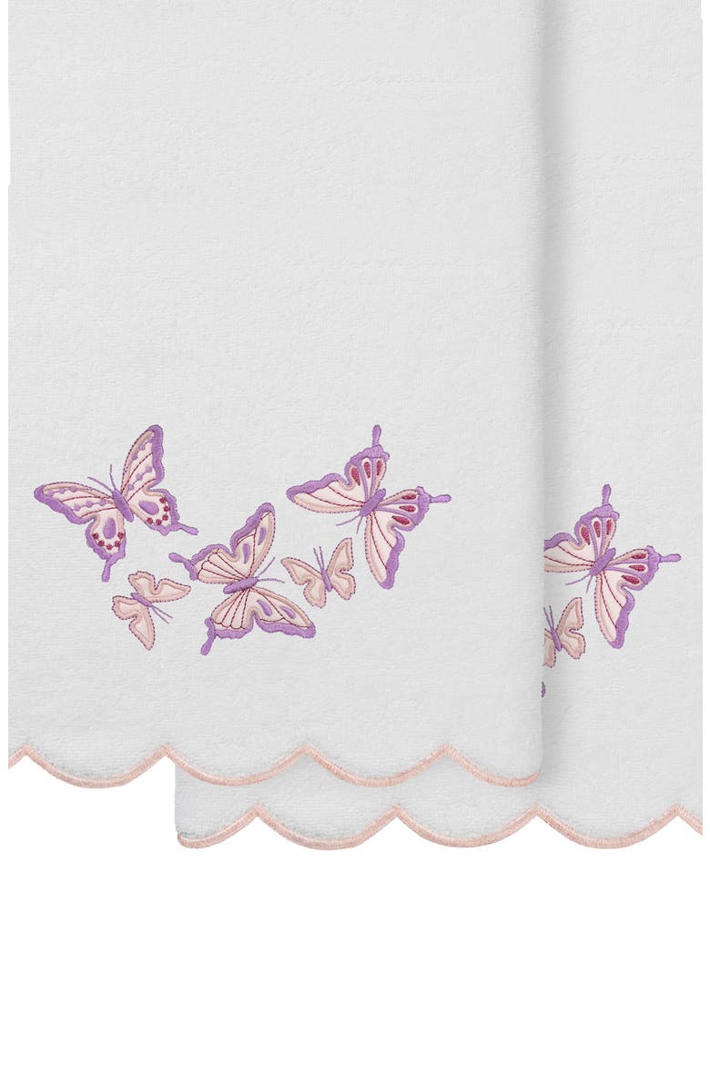 2-Piece Brittney Embroidered Turkish Cotton Bath Towel Set, Alternate, color, WHITE/ PINK