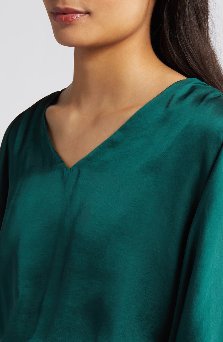 Vince Camuto Smocked Cold Shoulder Satin Top, Alternate, color, 