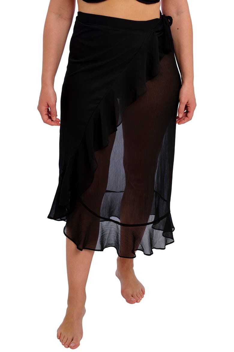 Nauru Cover-Up Sarong Skirt, Main, color, BLACK